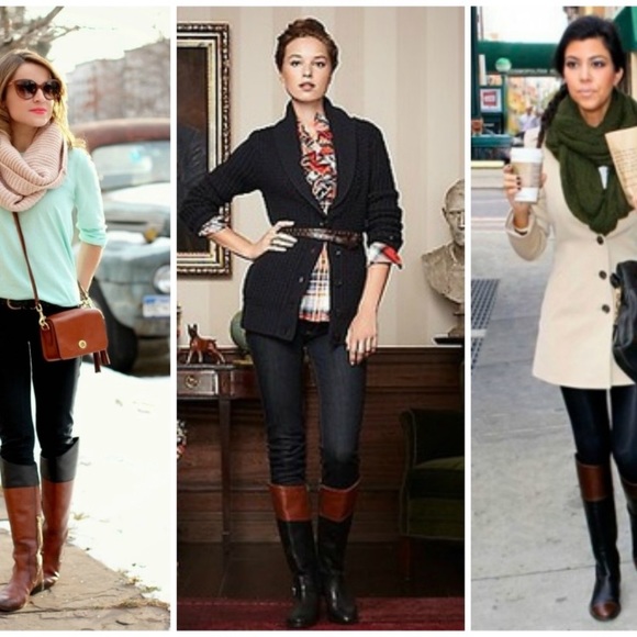 Wide Calf Boots Liz Claiborne Tilia Black Brown Riding Boots Size 9 1/2 W - Picture 14 of 16